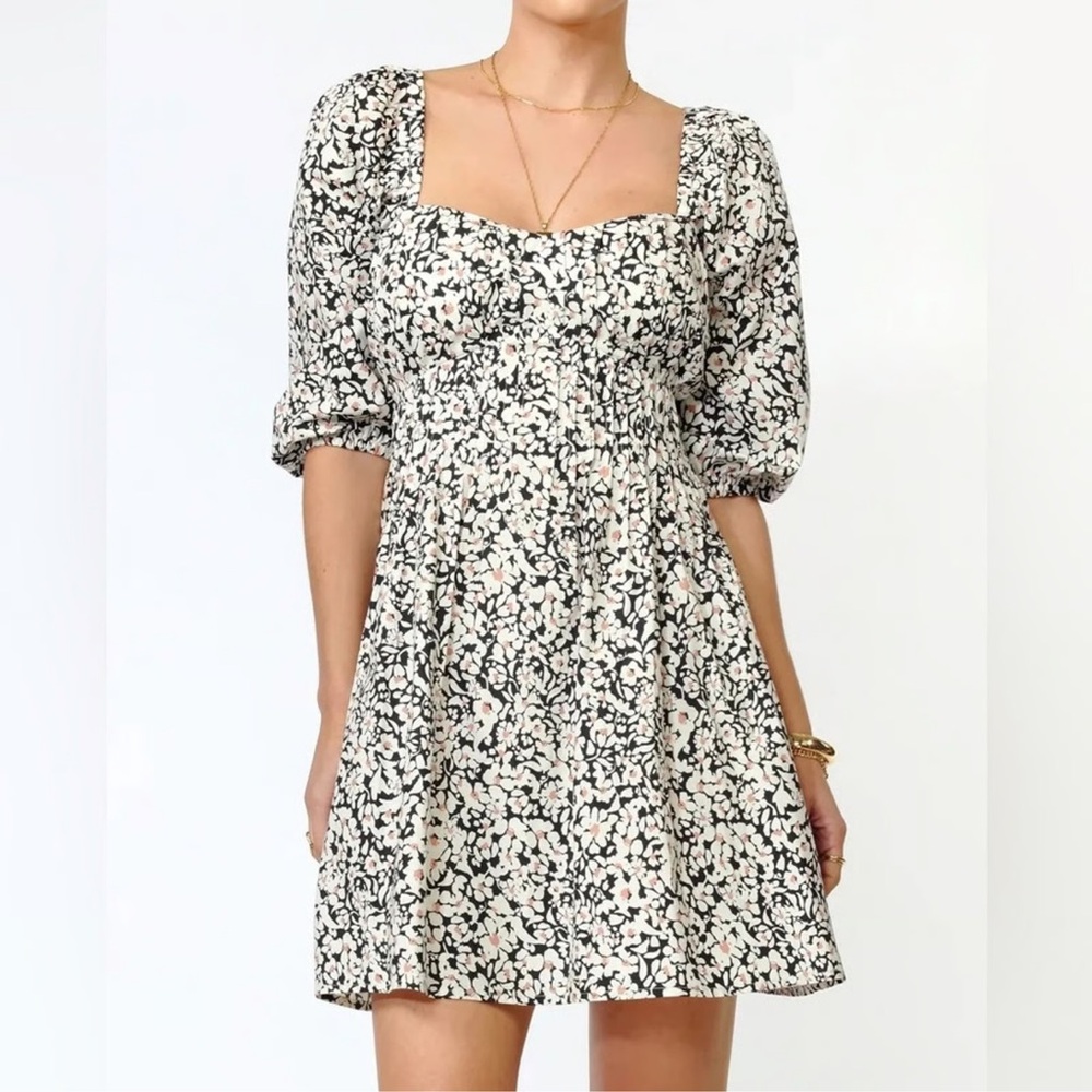 Greylin Women's Ellie Pintucked Floral Print Poplin Mini Dress